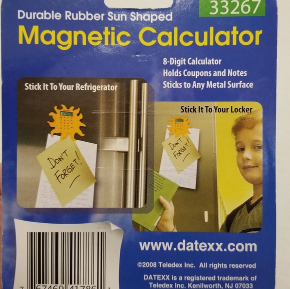Datexx Y2K Vintage Rare Yellow Magnetic Rubber Sun Shaped Calculator 33267 New - Picture 8 of 9